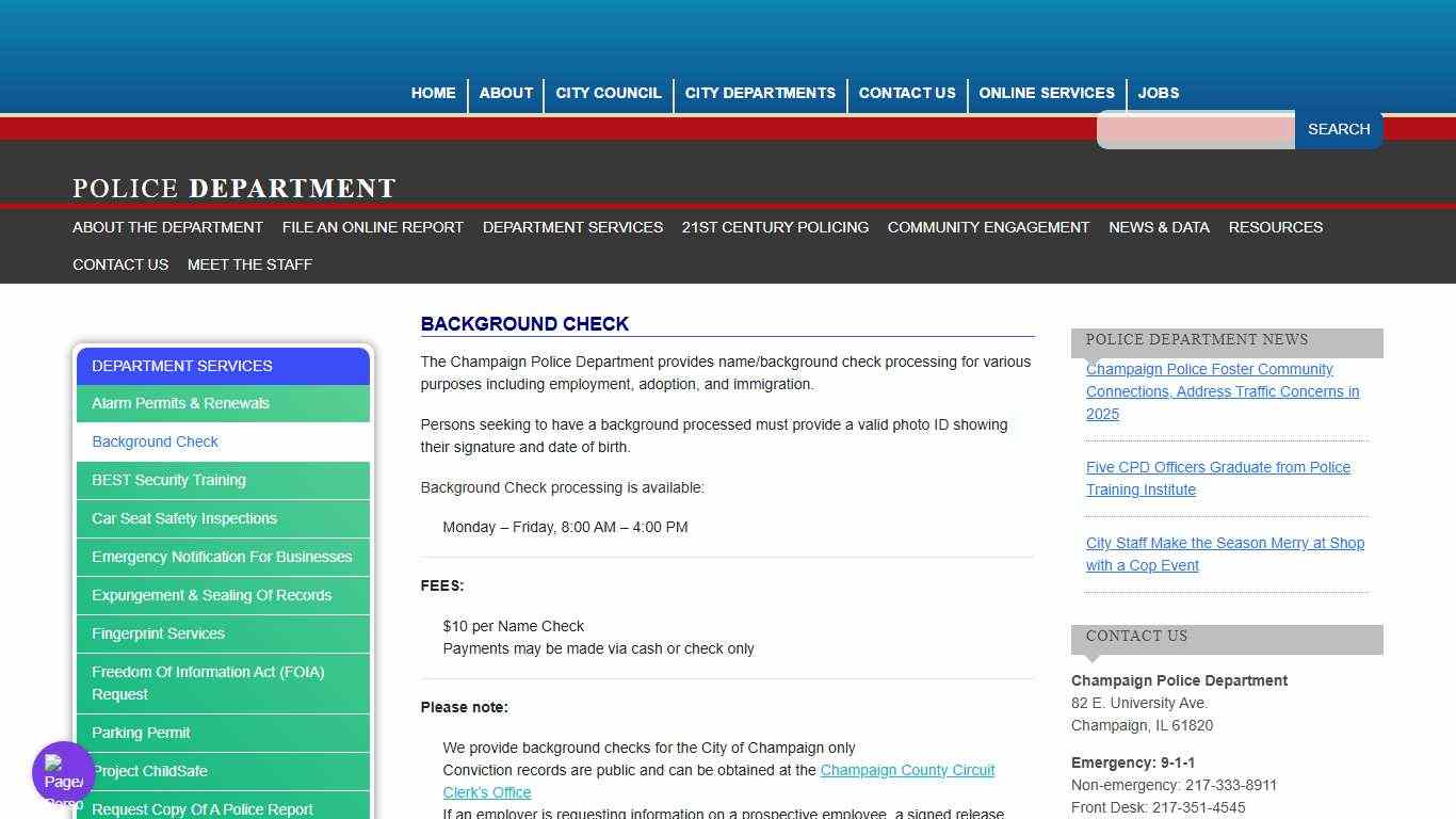 Background Check - City of Champaign