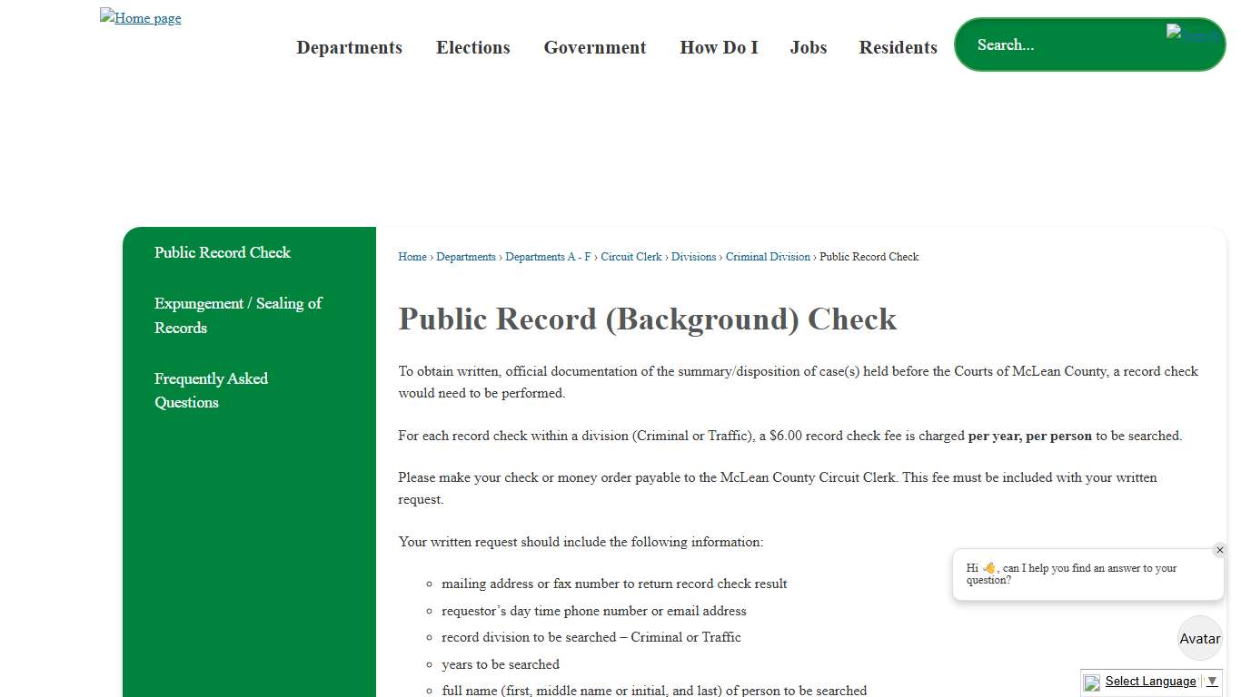 Public Record (Background) Check | McLean County, IL - Official Website